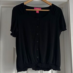 Catherine Malandrino Short Sleeve Button-Down Top Size Large black